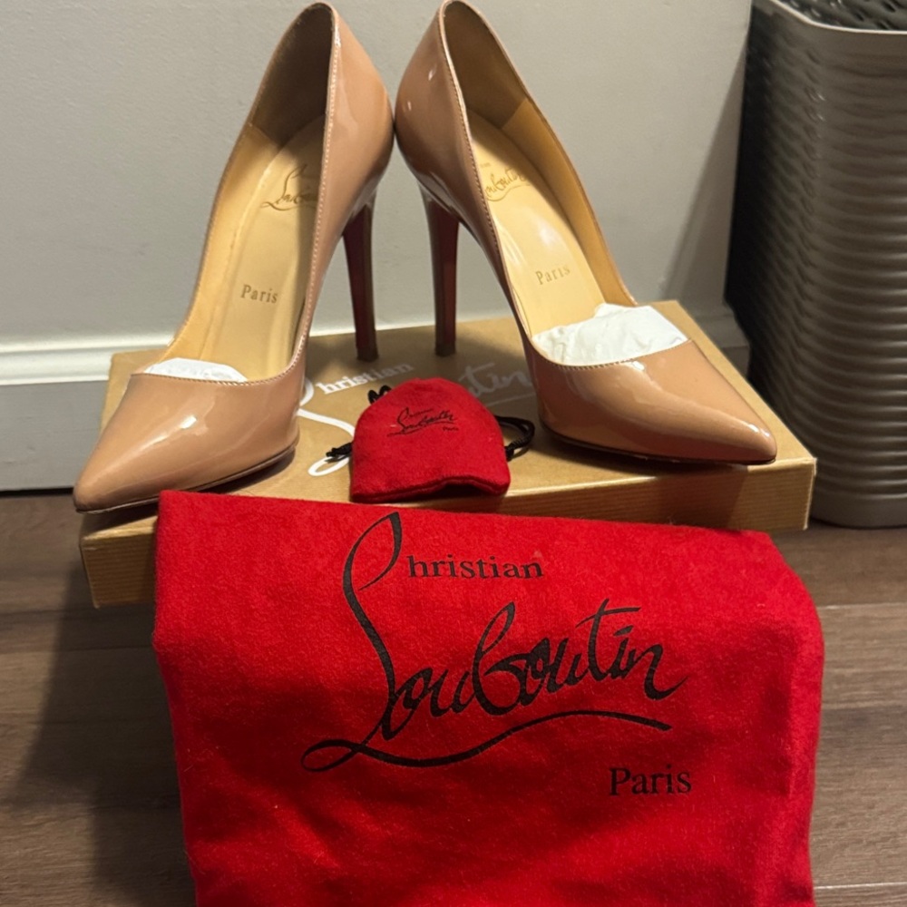 Christian Louboutin Tan Patent Leather Heels